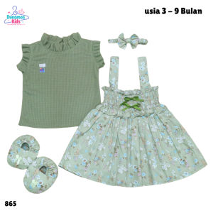 Dress Baby Girl Bayi Perempuan Smoke Katun Usia 3 - 9 Bulan