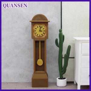 QUANSEN บ้านตุ๊กตามินิแบบตั้งพื้นนาฬิกาขนาดเล็กย้อนยุคนาฬิกาชั้นไม้นาฬิกาปู่นาฬิกาตุ๊กตาเฟอร์นิเจอร์โมเดล