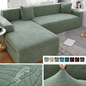 【24H delivery& COD High quality Free pillowcase and sliver】Thickened Knitting Embossed Velvet Sofa Cover 1/2/3/4 Seat L Shape Universal Non-slip Elastic Sofa C