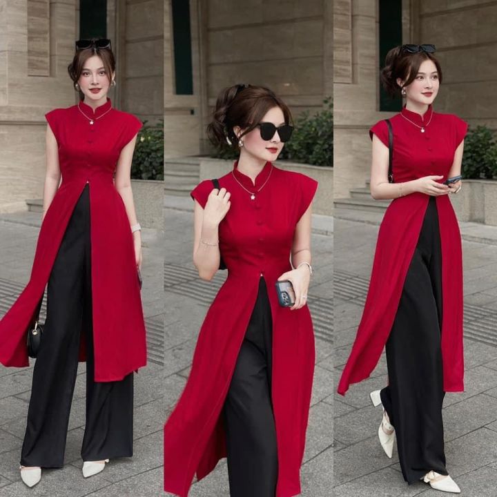 Sét áo dài cách tân phong cách hiện đại chất voan mềm mịn nhiều size ...