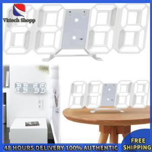 Vktech 3D LED Digital Wall Clock Desk Alarm Clock with Date Day and Temperature Auto Adjustable Brightness for Home Office