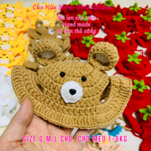 Mũ Len Chó Mèo Nón Len Handmade Cho Thú Cưng ĐỦ SIZE 1-9kg
