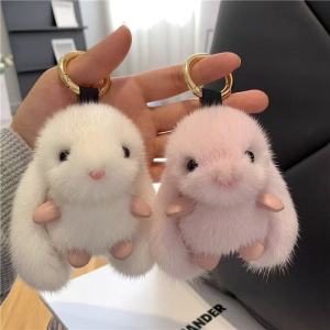 Cute Plush Little Rabbit Keychain Big Ears Rabbit Car Key Pendant Bag Charm