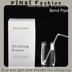YINSI 100 300Pcs Clear Individually Wrapped Boxed Drinking PP Straws Tea Drinks Straws