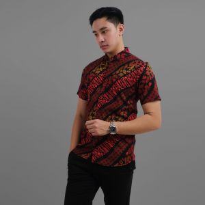DGM Fashion   Kemeja Batik Pria Lengan Pendek Songket /Kemeja Tribal 6128