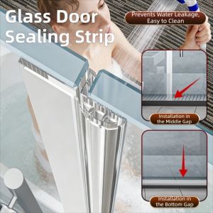 LUXEMO 3m Transparent Shower Door Side Seal Strip TPE Prevents Leaks Shower Sweep Durable Easy Installation Water Barrier Bathroom