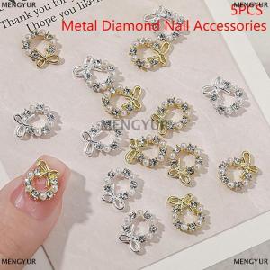 [COD] MENGYUR 5Pcs Garland Bowknot Pearl Zircon Nail Art Charms Rhinestone Christmas Wreath Design Crystals Jewelry Nail Art Decoration