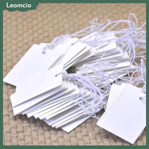 [Leomcio] ป้ายราคาเครื่องประดับกระดาษสีขาว100ชิ้นพร้อมเชือกยางยืด5*3ซม.