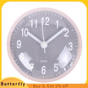 Butterfly Mini Sucker Wall Clock Bathroom AntiFog Waterproof Kitchen Toilet Quartz Clock