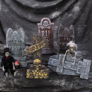 YOUSHI TOP Halloween Nhựa Kinh Dị Theo Chủ Đề Bên Lễ Hội ma Trang Trí Ngôi Nhà Ma Ám Trang Trí Nội Thất Sắp Xếp cảnh Halloween Bia Mộ Bia mộ Ma Skull Bia Mộ Bia mộ Trang Trí