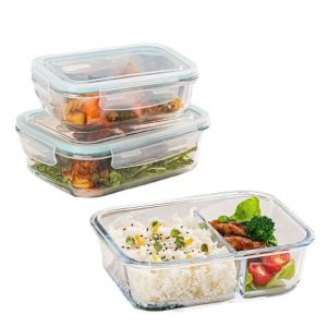 1200ML Heat Resistant Borosilicate Glass Microwave Airtight Storage Container Lunch Box  玻璃飯盒 大容量