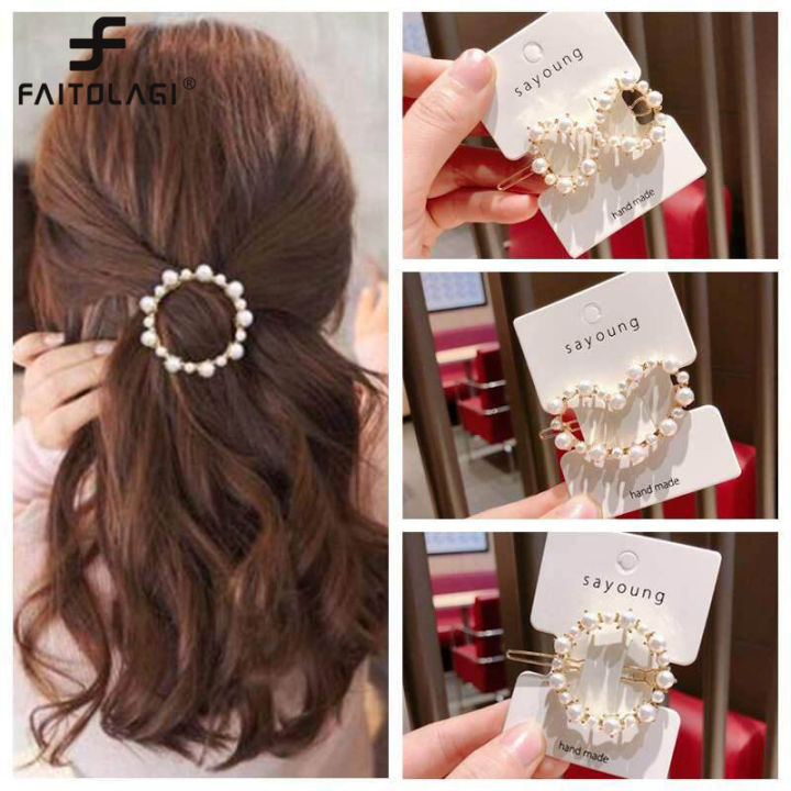 1PC Popular Korea Imitiation Pearl Hair Clip Snap Barrettes Women