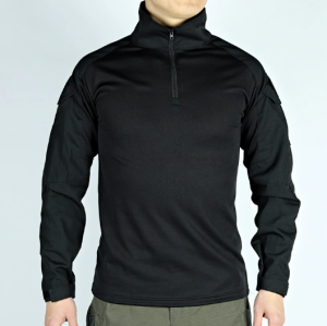 Combat shirt long-sleeved tactical shirt with zipper soft and comfortable fabric flexible black