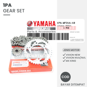 GEAR SET 1PA / VIXION NEW / VIXION NVL / VIXION ADVANCE / GEAR / GIR / GER / GEARSET/ 1 SET PAKET GIR DEPAN DAN BELAKANG + RANTAI RODA KIT / DRIVE CHAIN KIT