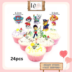 24pcs Cute Cartoon Toothpick Animation Desert Flag Cupcake Topper Cake Decoration
