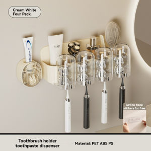 Bathroom Mouthwash Cup Wall Mounted Toothbrush Storage Rack Automatic Toothpaste Dispenser