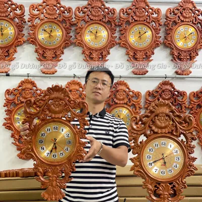 Đồng hồ hoa lan tây đồng hồ gỗ treo tường cao cấp