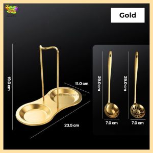 Stainless Steel Kitchen Ladle Strainer with Holder Set Serving Spoon Spatula Senduk Sudip Sup