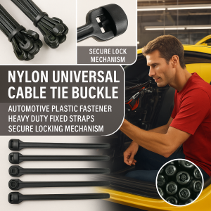 Nylon Universal Cable Tie Buckle Automotive Plastic Fastener Heavy Duty Fixed Straps Secure Locking Mechanism