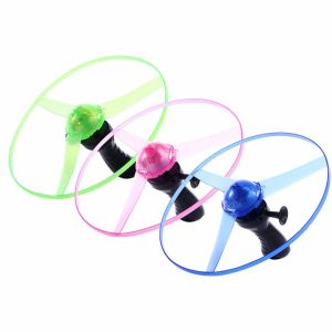 DUDLEYB Outdoor Games Interest Lamp Outdoor Toys Rotating Aircraft Flying Gyroscopes Helicopter Toys Luminous LED Flying UFO Pull String Flying UFO Propeller Helicopter Toys Spinning Top