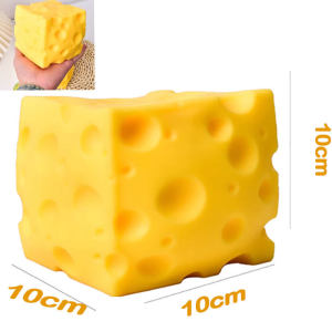 (Ship in 12H) KEBETEME 3pcs Square Cheese Squishy Toys Slow Rebound Push Stress Relief Sensory Toys Cheese Stress Balls Fidget Toys for Children