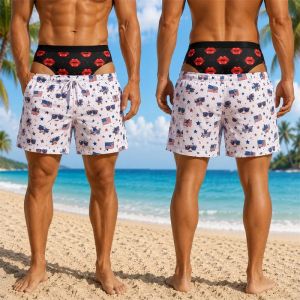 Funny Fake Butt Print Short Pants Summer Vacation Hawaiian Swim Trunks Prank Catch Eyes Gift For Friends Husband Boyfriend