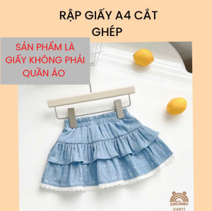 Rập giấy A4 cắt ghép may chân váy xoè tầng bé gái - AN16