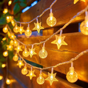 VIVOLILV Fast Delivery Shipping📦Solar String light Outdoor Waterproof 100 LED Christmas Crystal ball for Patio bulb Lights With Solar Panel Original Flash Fairy Garden Party Camping Garland Lamp Porch Wedding Party Decoration lamp
