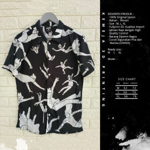 Kemeja Pria/Wanita Lengan Pendek/SPOON/Motif Hitam Putih Abstrak