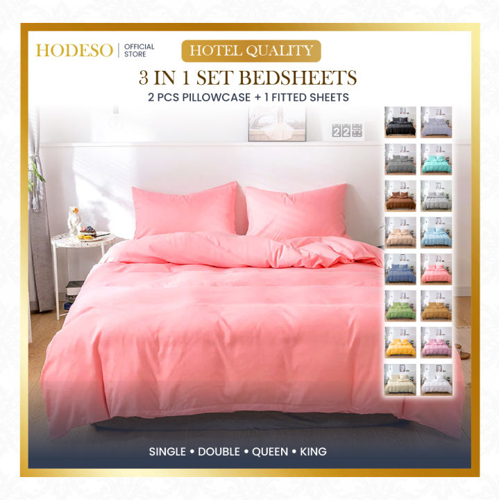 Hodeso 3in1 bed sheet cover fully garterized, bedsheet pastel