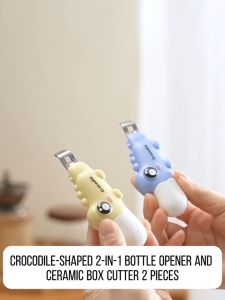 1Pc 2-in-1 Ceramic Box Cutter & Bottle Opener Mini Cute Box Opener Built-In Magnetic Small Box Cutter safety Package Opener with Protective Cover for Packages Letters Office Home