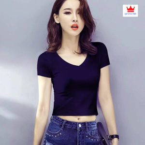 [ Hot Sale ] Áo thun Nữ croptop cổ tim tay ngắn 7 màu cotton lạnh chất đẹp siêu co giãn chống bai xù