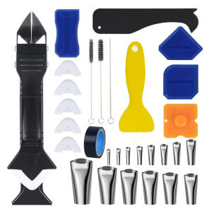 30 3-in-1 caulking tool set: metal scraper nozzle and applicator for grouting smoothing and waterproofing bathroom windows