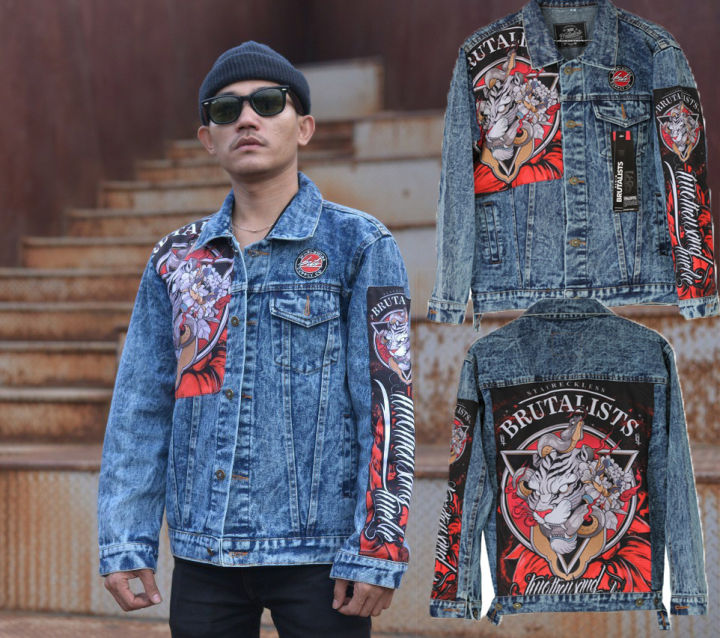 JAKET JENAS BRUTALIST MOTIF BERKARAKTER JAKET DENIM JAKET PRIA - Main Image