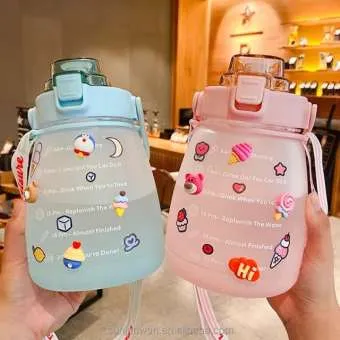 [hot hot ] bình nước thể thao chia vạch dung tích lớn 2 lit nhựa Pc an toàn-tặng kèm sticker cho bình thêm ngộ nghĩ đáng yêu.