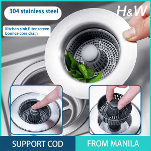 H&W Stainless steel kitchen sink bouncing core drainer sink filter basket wash basin water blocking cover leaking plug