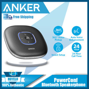 Anker PowerConf ลำโพงบลูทูธพร้อมไมโครโฟน6ตัวปิ๊กอัพเสียงได้ดีขึ้นเวลาโทร24H บลูทูธ5 USB C ลำโพงการประชุมบลูทูธใช้งานร่วมกับแพลตฟอร์มชั้นนำสำหรับบ้านสำนักงานพร้อมการรับประกัน18เดือน