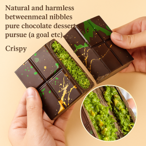 【Dubai style chocolate】Pistachio Chocolate Bar Bursting Crispy Filling Natural 0 Additives