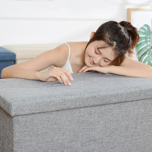 Ottoman Foldable Storage Stool Sofa Box Non-slip  Fabric Footstool Storage Box For Toys Books Clothes