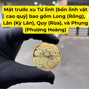 < HỎA TỐC > Xu Lưu Niệm Tứ Linh Mạ Vàng - Phong  Thủy - Đường Kính 4cm - Quà Tặng Sang Trọng - Quà Tặng Tâm Linh - SP008476