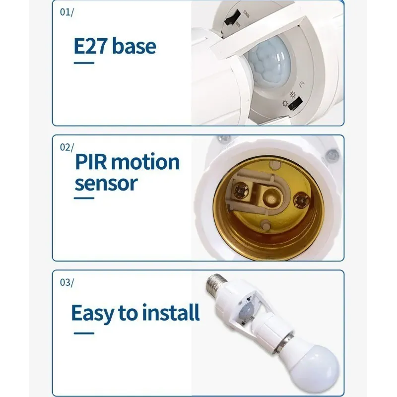 Smart Led Bulb E27 Plug PIR Motion Sensor 220V Light Bulb Holder Intelligente Induction Ledlamp Base Socket Adapter I.1472818125