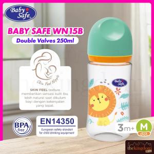 Baby Safe WN15B Bottle with Double Valves 250ml Botol Susu Bayi Wide NeckSkin Feel Nipple