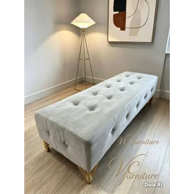 VC 013 GOLD LEG LINE BENCH CHAIR 4F VELVET EASY CLEAR ANTI SCRATCH LONG STOOL OTTOMAN SOFA