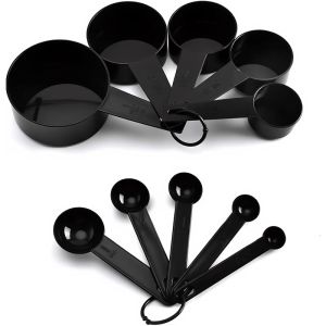 10Pcs Measuring Cups and Spoons Set BPA-Free Plastic Kitchen Baking Tools with Engraved Markings Stackable Design for Dry Liquid Ingredients