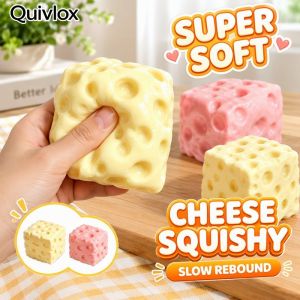 Cheese Squishy Slow Rising Squeeze Ball Stress Relief TPR Silicone Fidget Toy For Kids Adults Gift