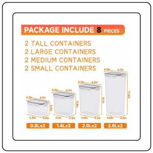 【JJ HOME】PP Food Storage Container Set / Airtight Lid / Stackable Pantry Organizer / Multi Size Combo