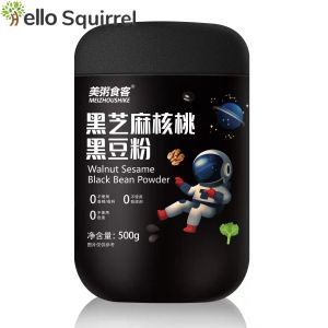 美粥食客American Congee diner black sesame walnut black bean mulberry walnut powder paste cereal substitute plastic can 500g黑芝麻核桃黑豆桑葚核桃粉糊五谷代餐塑料罐