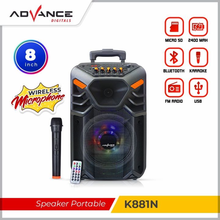 Advance Inch Speaker Bluetooth Portable K881N Garansi Tahun