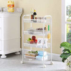 3/ 4/ 5 Tiers Utility Cart with Wheels/ Kitchen Trolley Storage Cart Shelf with Locking Wheels
