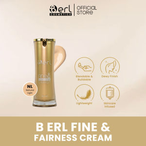 B ERL Fine And Fairness Cream Foundation 30gr - Foundation Tahan Lama - Base Make Up - Alas Bedak - Glow Finish Coverage Samarkan Noda Hitam